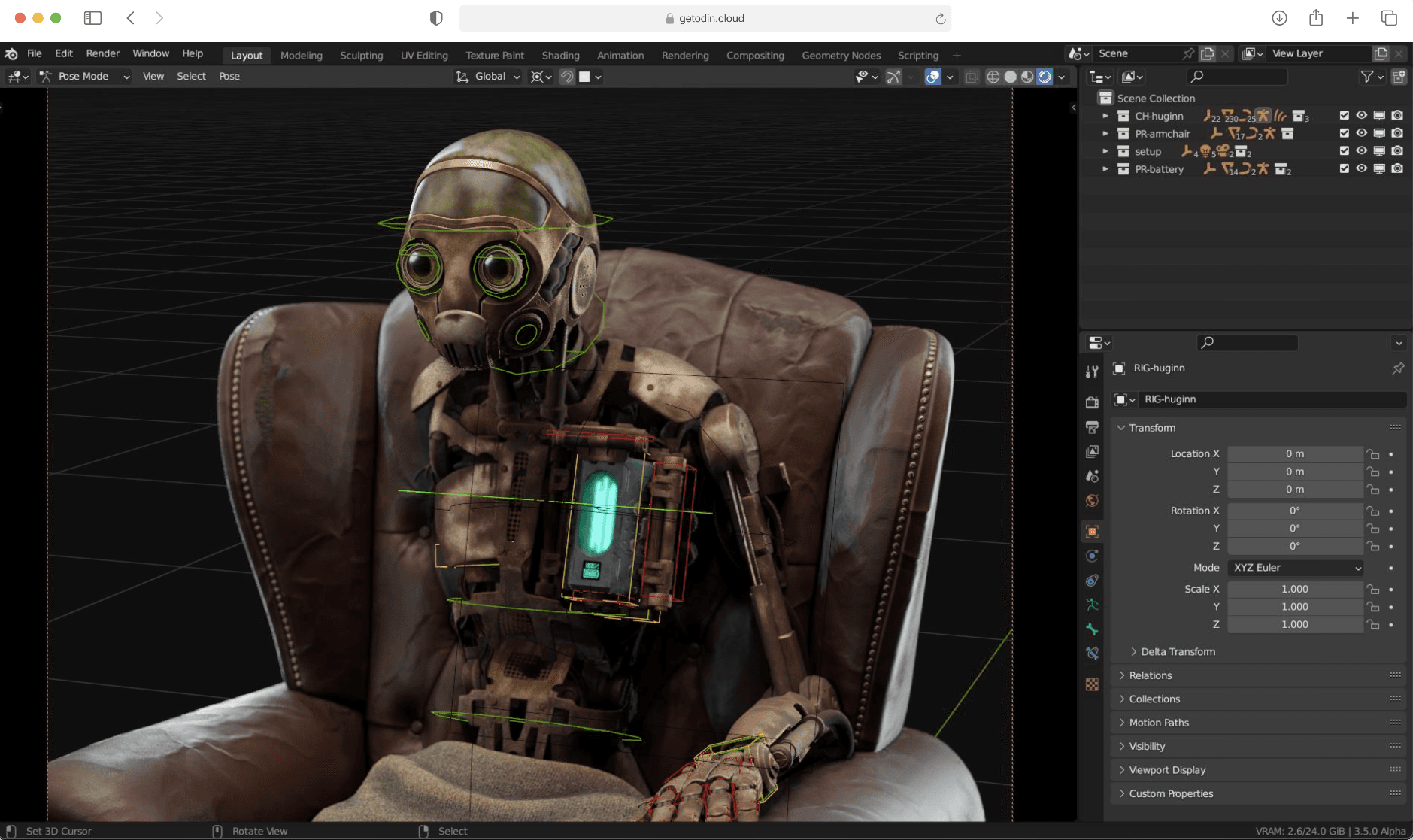 Blender exécuté dans Odin – virtualisation d'applications